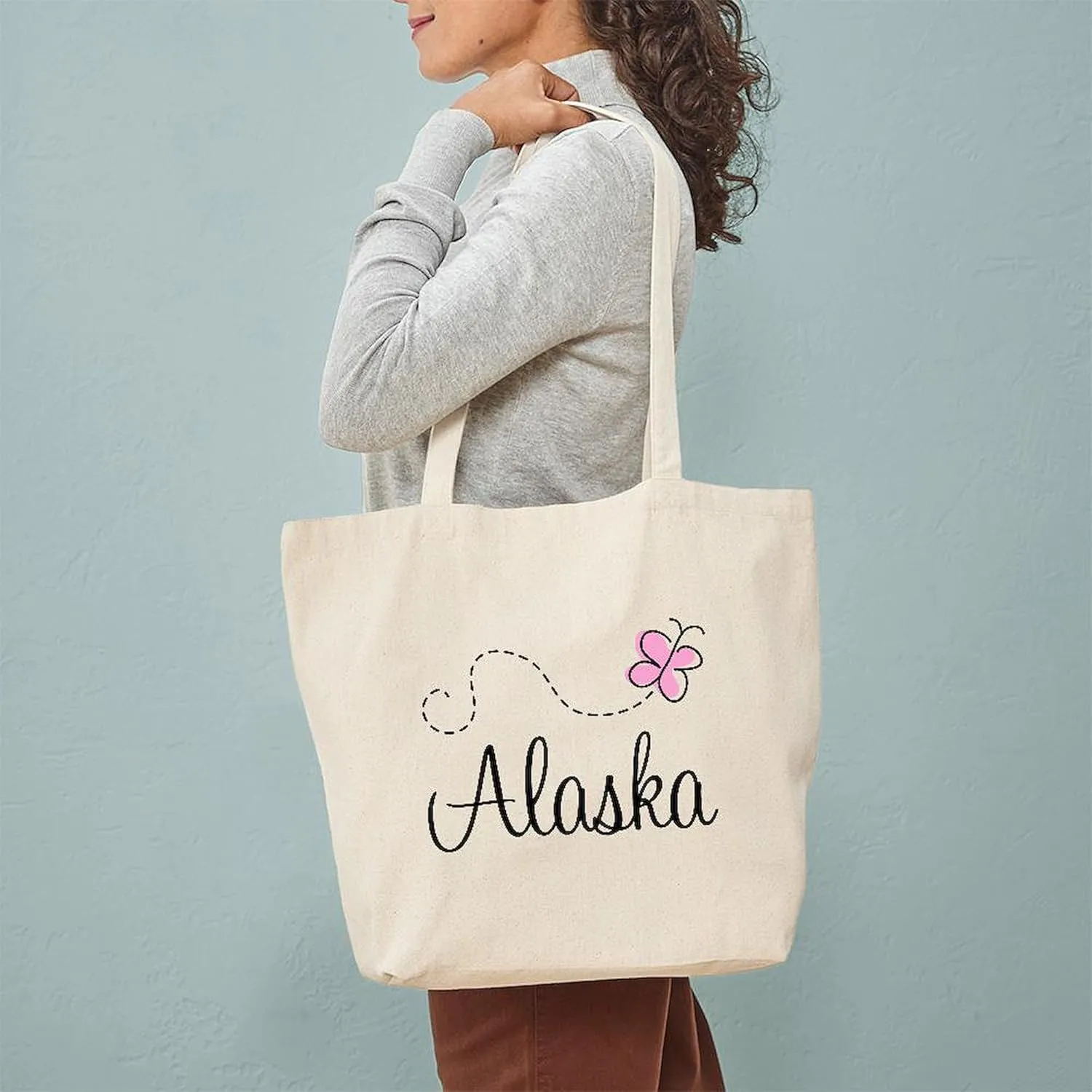 CafePress Pretty Alaska Tote Bag Natural Canvas Tote Bag, Reusable Shopping Bag