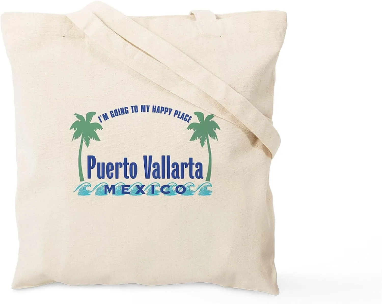 CafePress Puerto Vallarta Happy Place Tote Or Beach Bag Natural Canvas Tote Bag, Reusable Shopping Bag