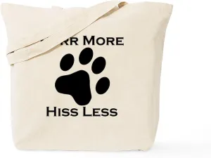 CafePress Purr More Hiss Less Tote Bag Natural Canvas Tote Bag, Reusable Shopping Bag