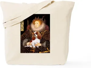CafePress Queen & Blenheim Cavalier Tote Bag Natural Canvas Tote Bag, Reusable Shopping Bag