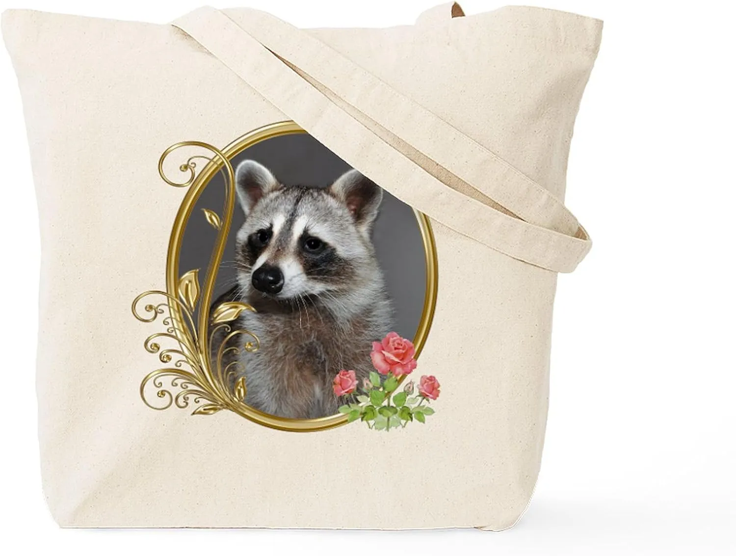 CafePress Raccoon Portrait Tote Bag Natural Canvas Tote Bag, Reusable Shopping Bag