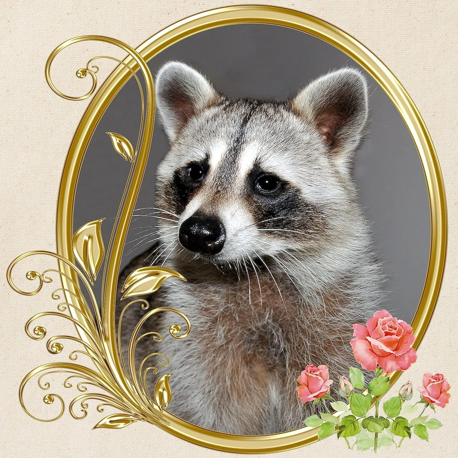 CafePress Raccoon Portrait Tote Bag Natural Canvas Tote Bag, Reusable Shopping Bag
