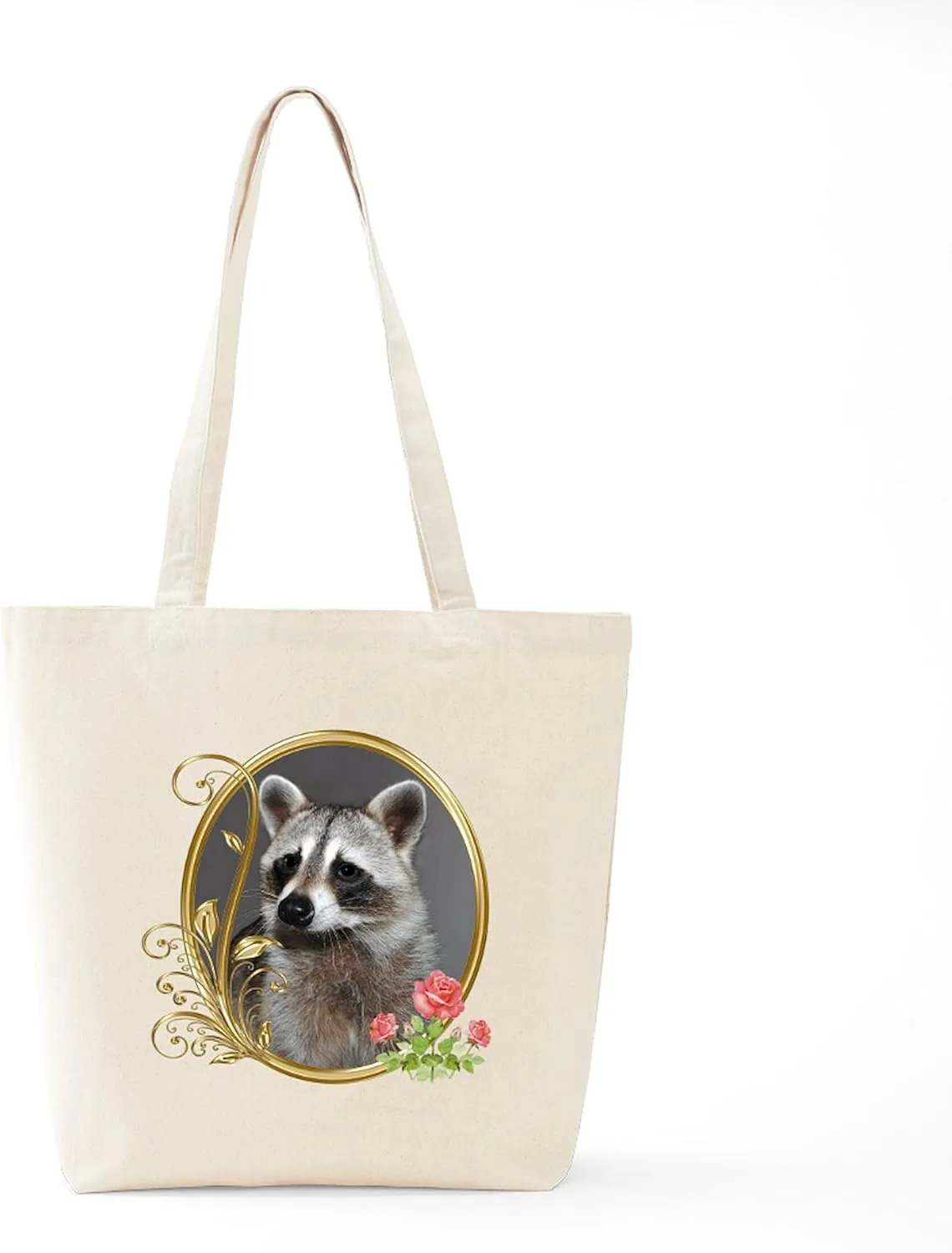 CafePress Raccoon Portrait Tote Bag Natural Canvas Tote Bag, Reusable Shopping Bag