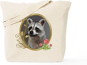 CafePress Raccoon Portrait Tote Bag Natural Canvas Tote Bag, Reusable Shopping Bag