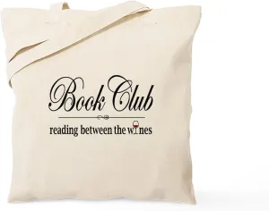 CafePress Reading Between The Wines Tote Bag Natural Canvas Tote Bag, Reusable Shopping Bag
