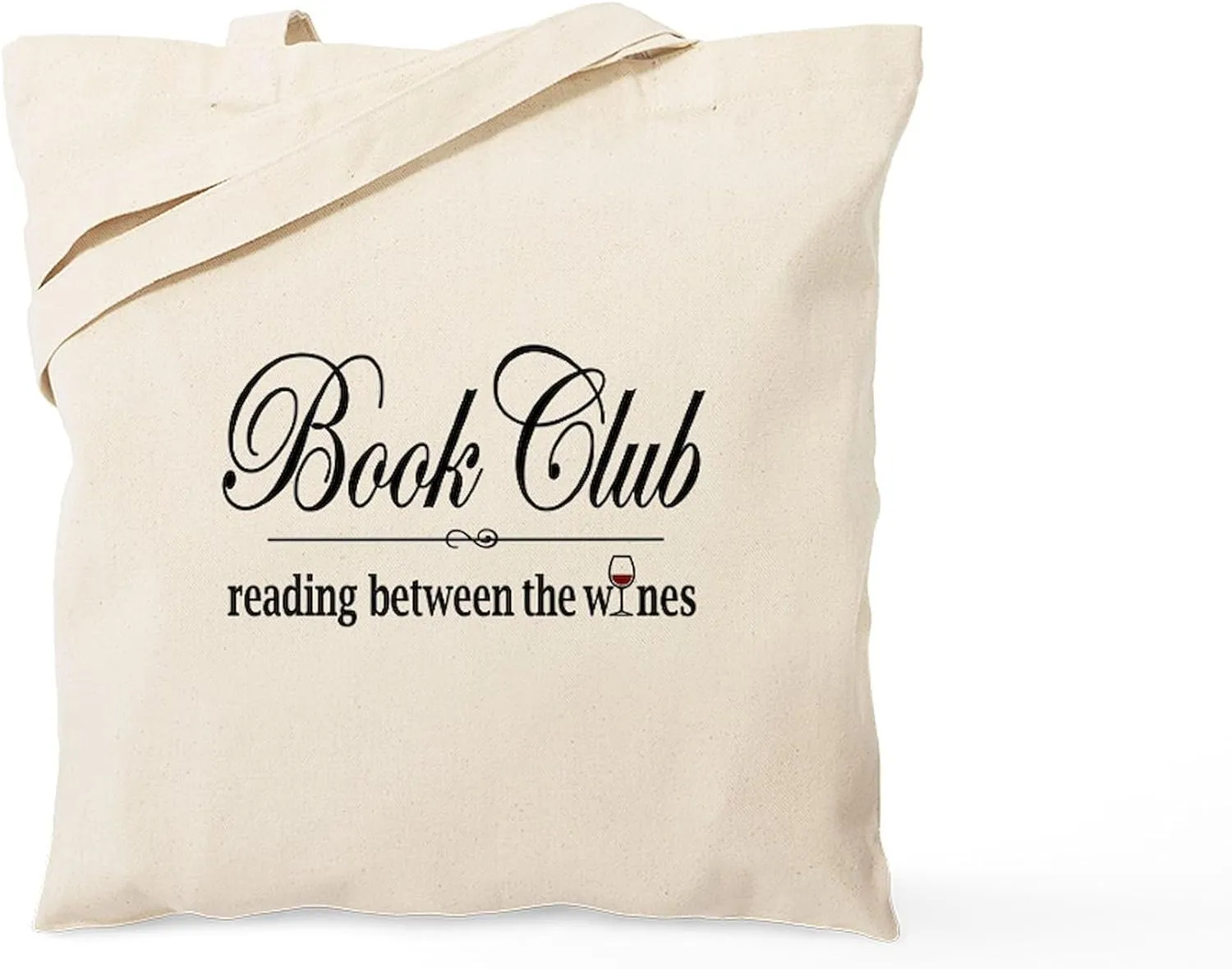 CafePress Reading Between The Wines Tote Bag Natural Canvas Tote Bag, Reusable Shopping Bag