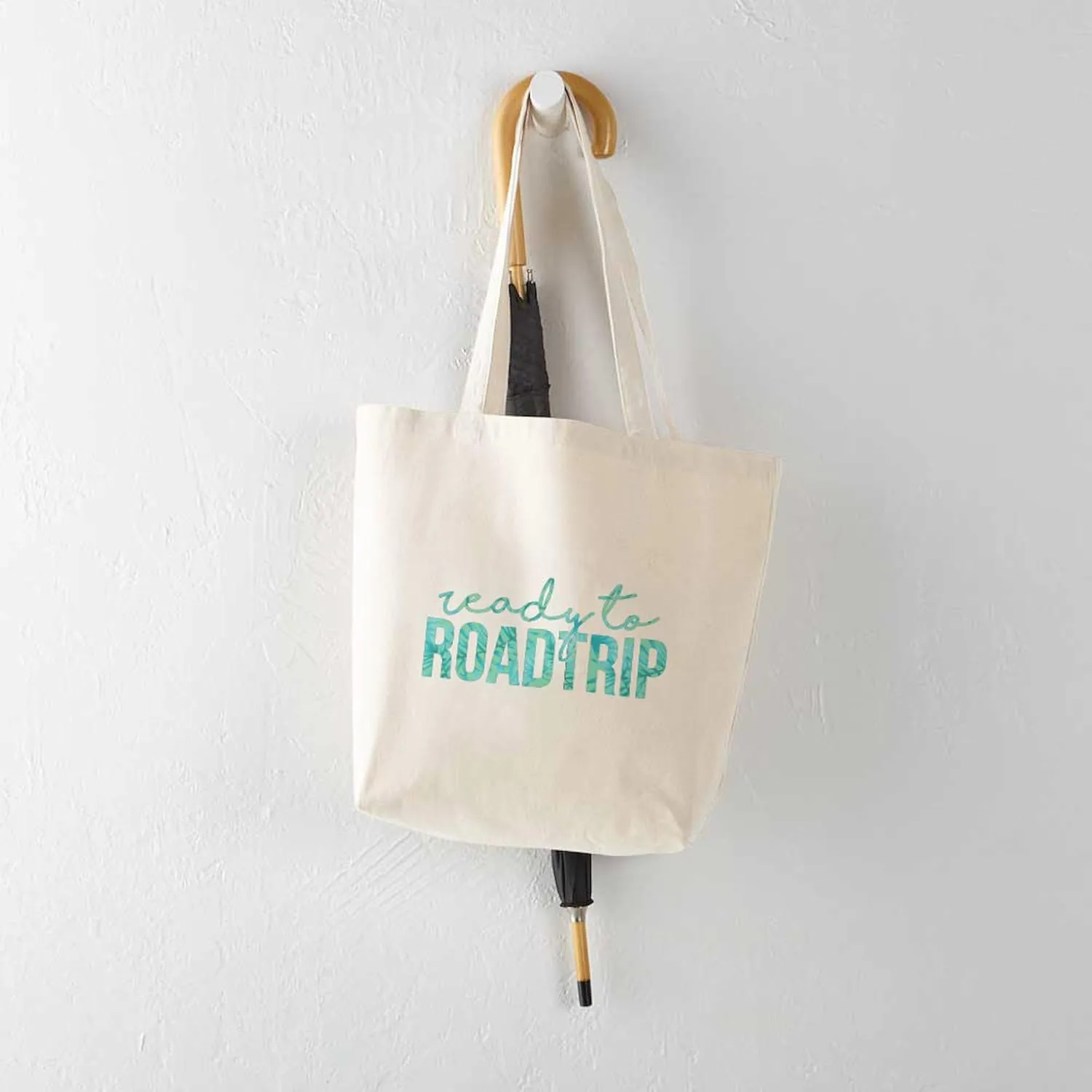 CafePress Ready To Roadtrip Print Tote Bag Natural Canvas Tote Bag, Reusable Shopping Bag
