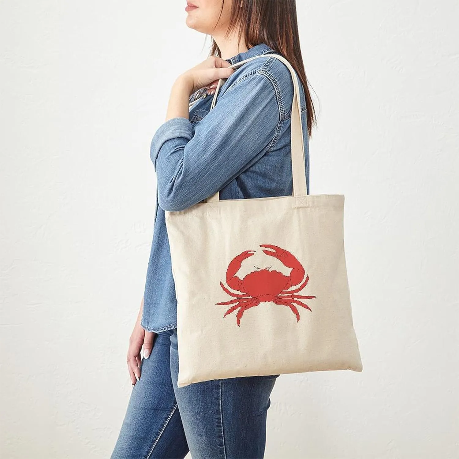 CafePress Red Crab Tote Bag Natural Canvas Tote Bag, Reusable Shopping Bag
