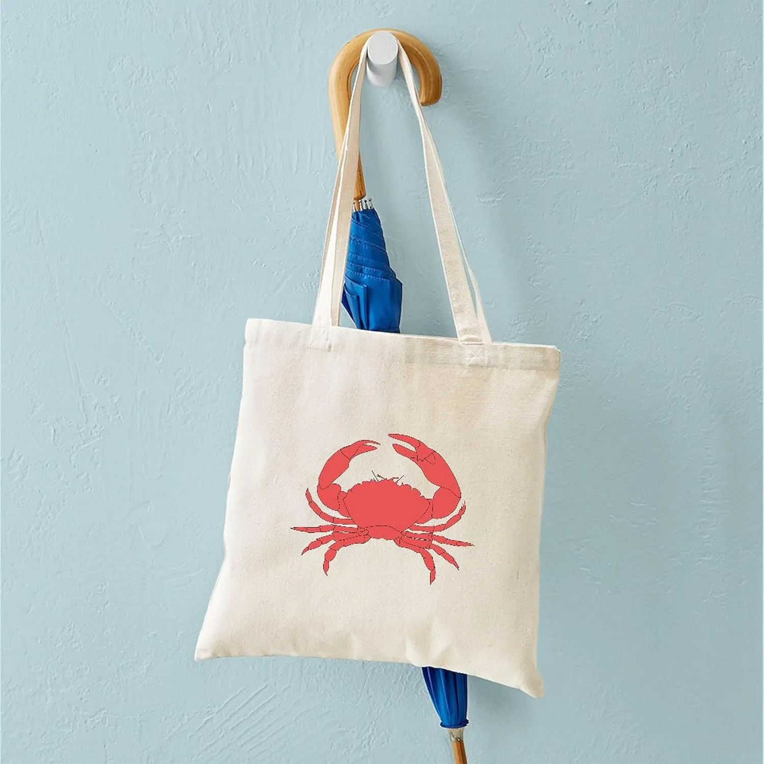 CafePress Red Crab Tote Bag Natural Canvas Tote Bag, Reusable Shopping Bag