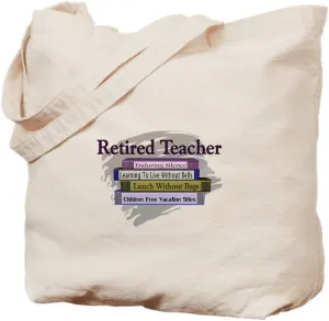 CafePress Retired Teacher Tote Bag Natural Canvas Tote Bag, Reusable Shopping Bag