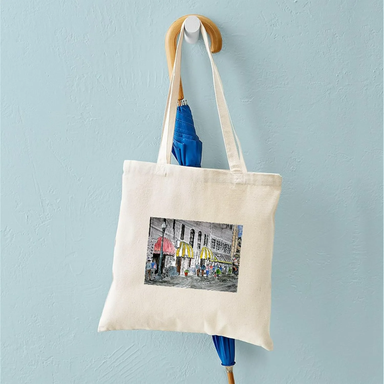 CafePress Savannah Georgia River Street Tote Bag Natural Canvas Tote Bag, Reusable Shopping Bag