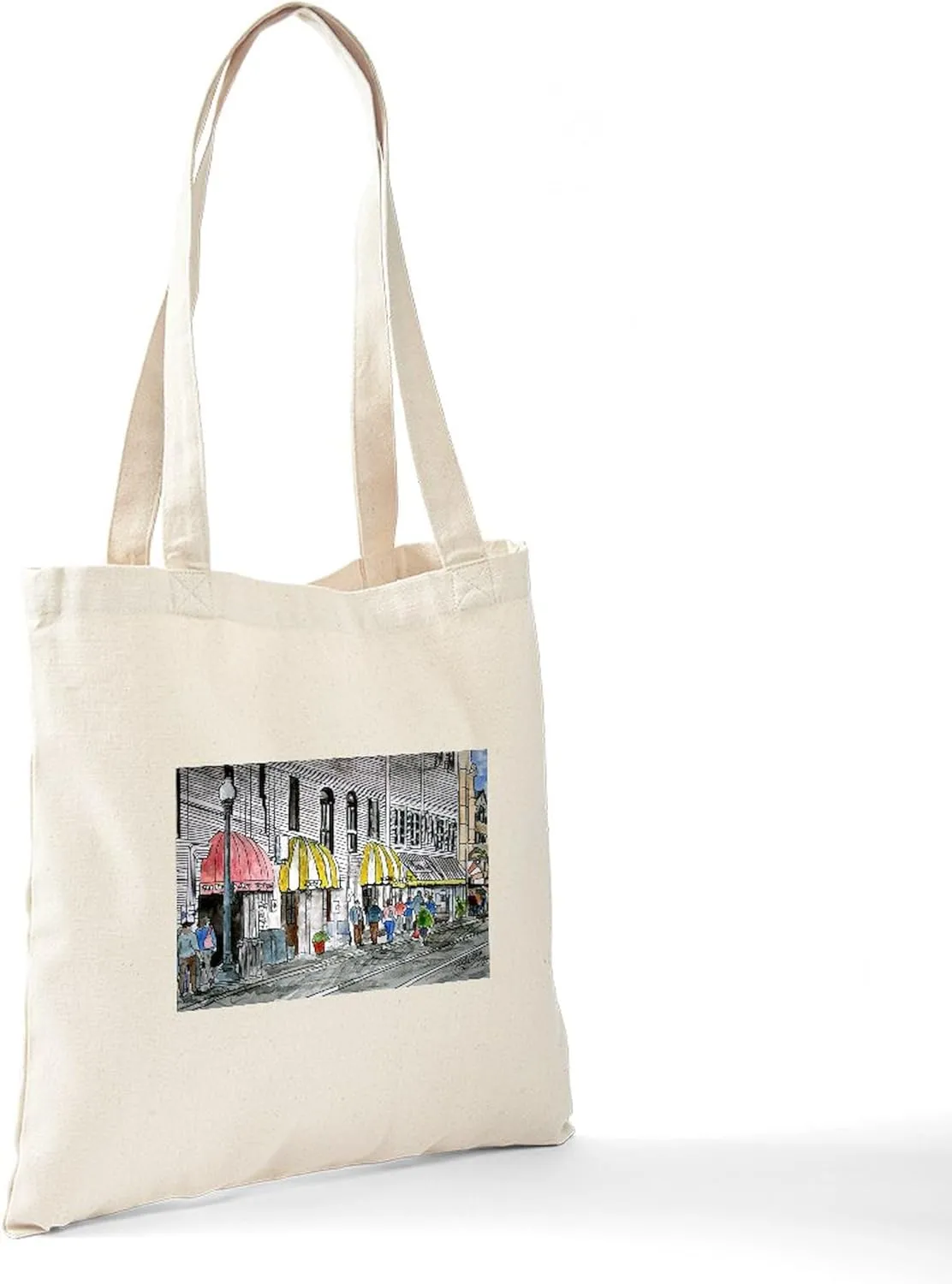 CafePress Savannah Georgia River Street Tote Bag Natural Canvas Tote Bag, Reusable Shopping Bag