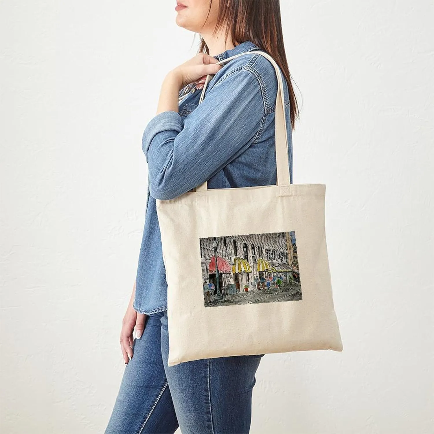 CafePress Savannah Georgia River Street Tote Bag Natural Canvas Tote Bag, Reusable Shopping Bag