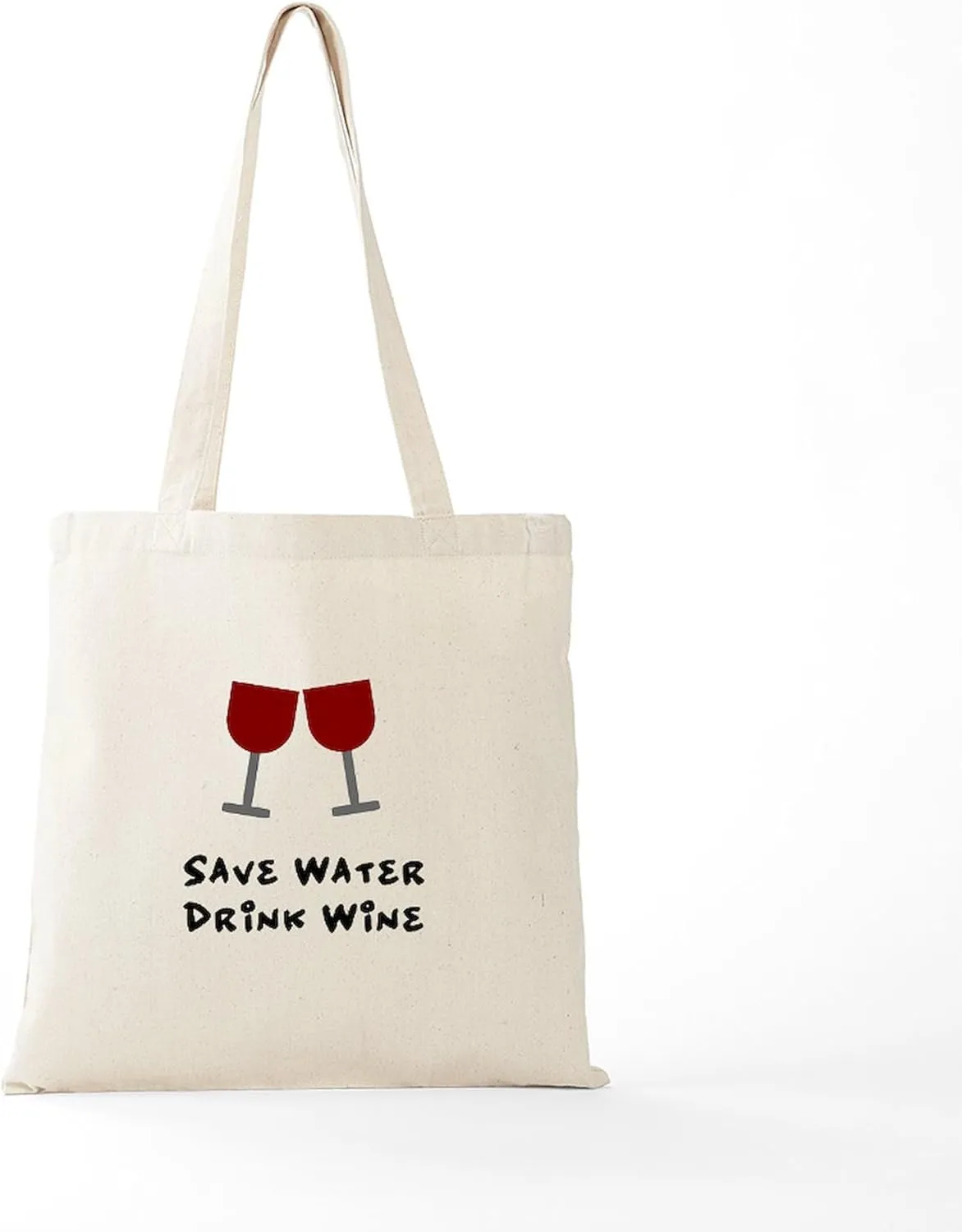 CafePress Save Water Drink Wine Tote Bag Natural Canvas Tote Bag, Reusable Shopping Bag
