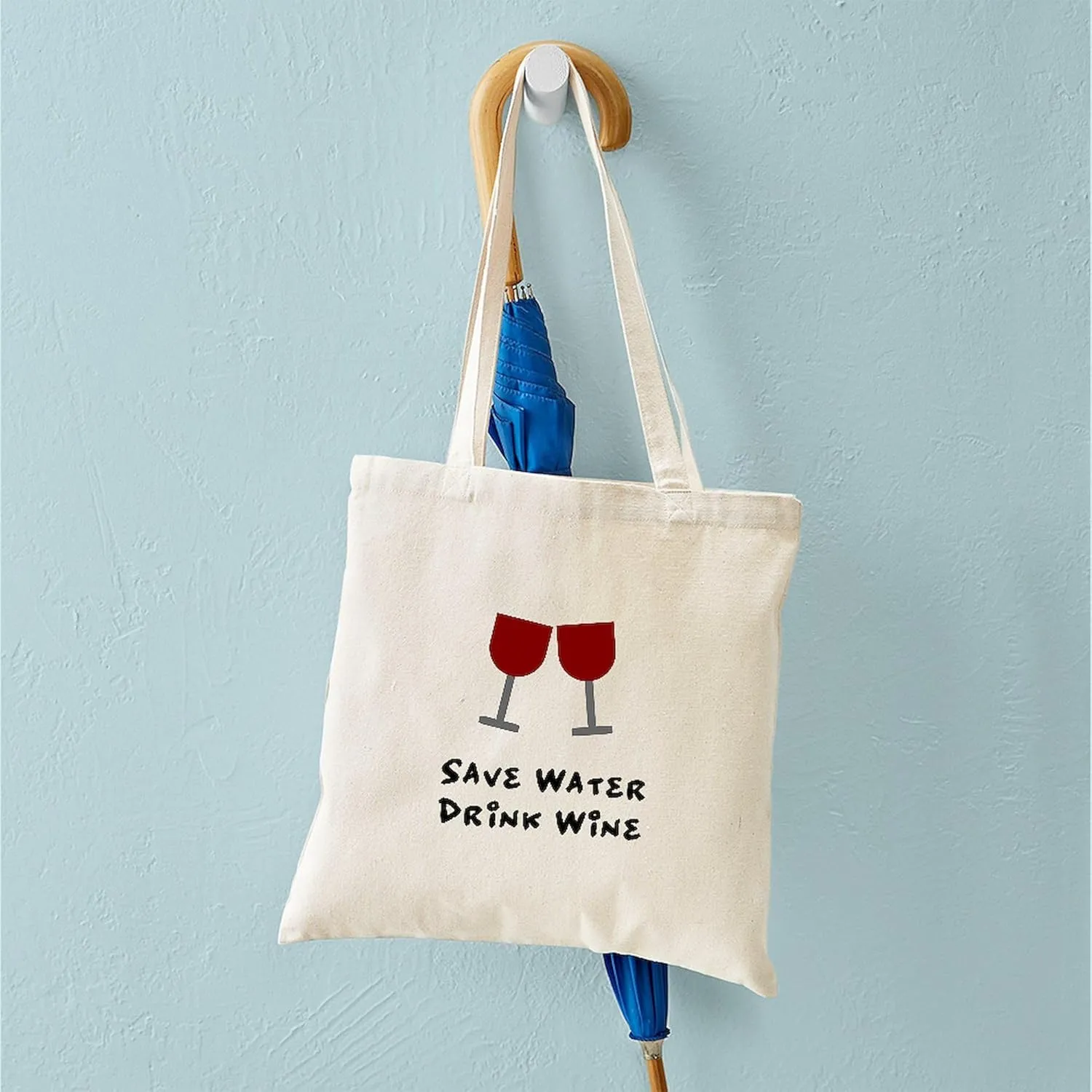 CafePress Save Water Drink Wine Tote Bag Natural Canvas Tote Bag, Reusable Shopping Bag