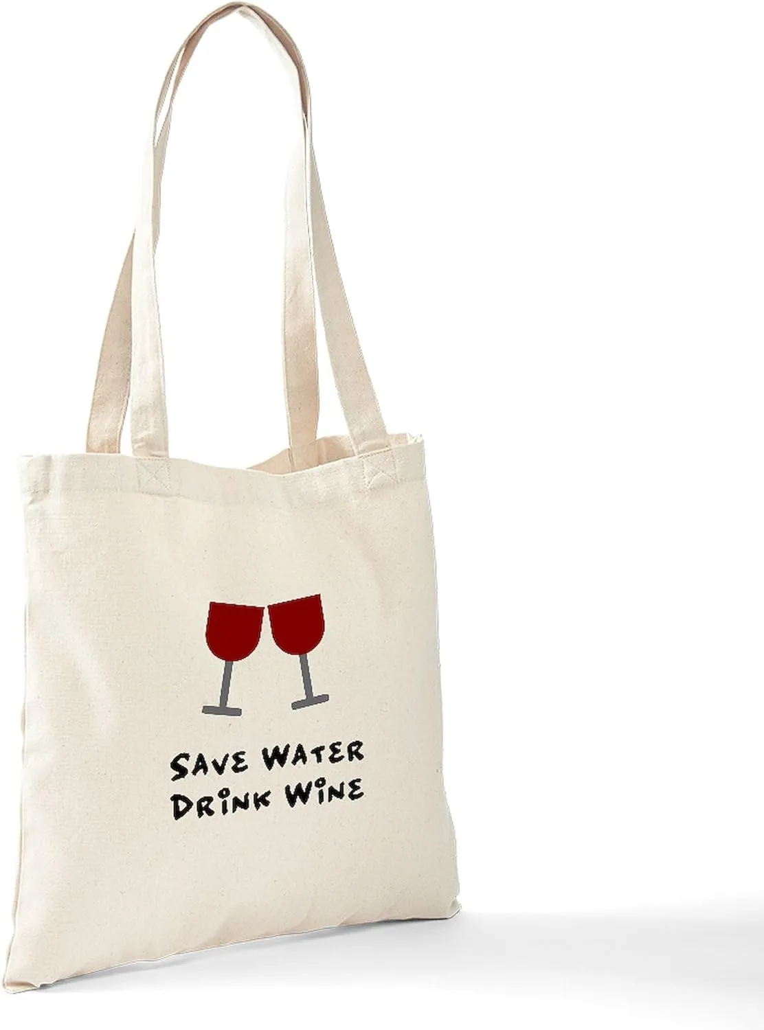 CafePress Save Water Drink Wine Tote Bag Natural Canvas Tote Bag, Reusable Shopping Bag