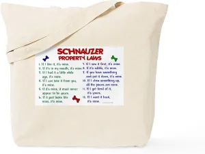 CafePress Schnauzer Property Laws 2 Tote Bag Natural Canvas Tote Bag, Reusable Shopping Bag