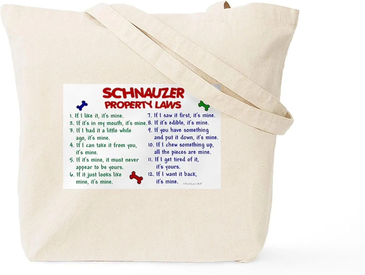 CafePress Schnauzer Property Laws 2 Tote Bag Natural Canvas Tote Bag, Reusable Shopping Bag