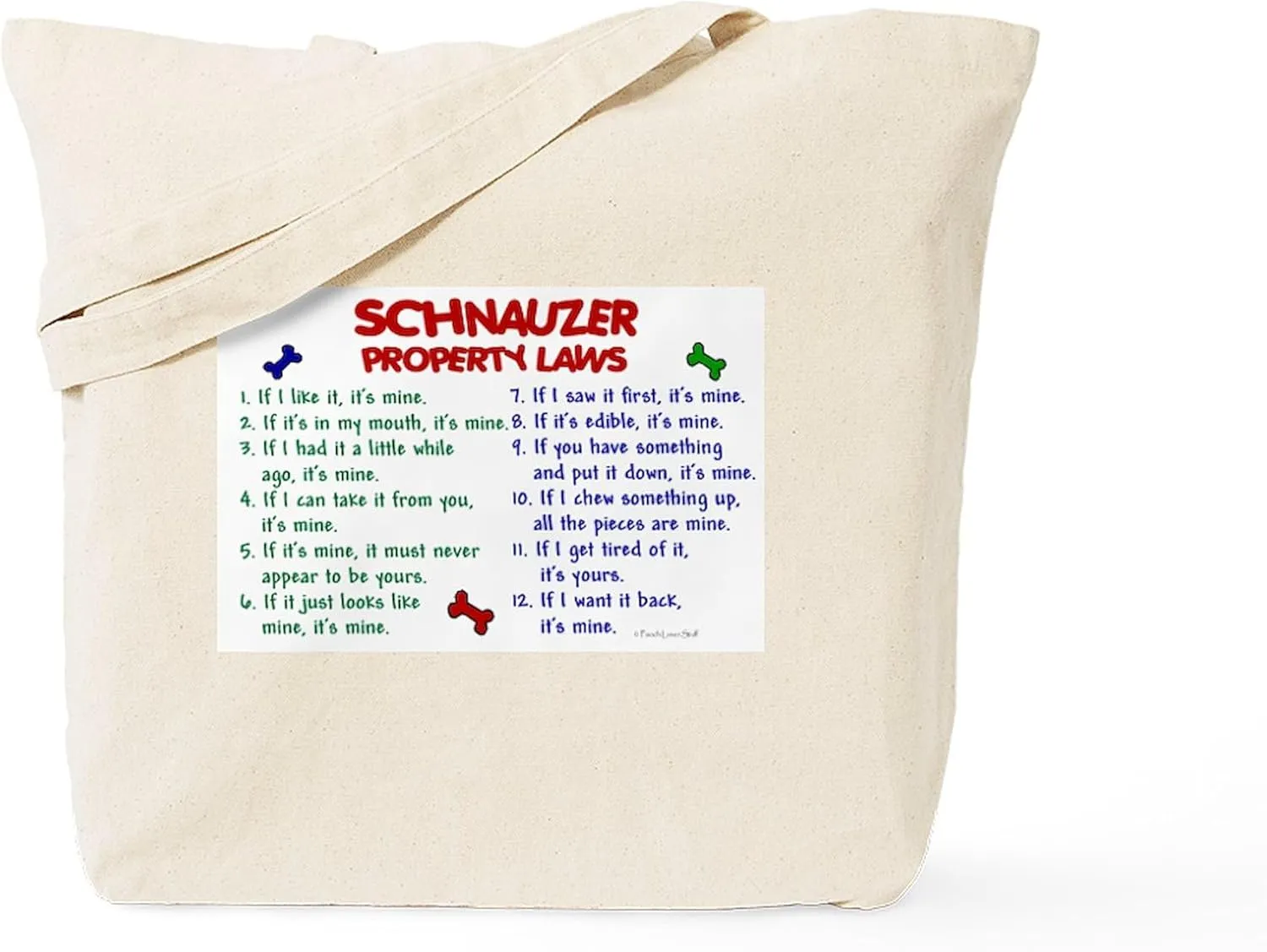 CafePress Schnauzer Property Laws 2 Tote Bag Natural Canvas Tote Bag, Reusable Shopping Bag