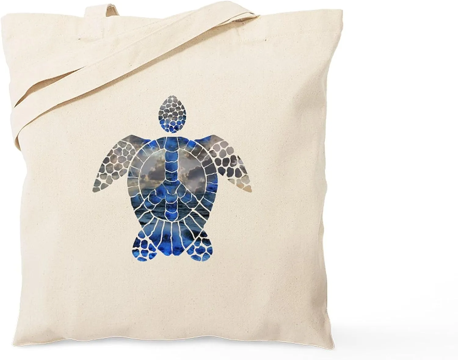 CafePress Sea Turtle Peace Tote Bag Natural Canvas Tote Bag, Reusable Shopping Bag