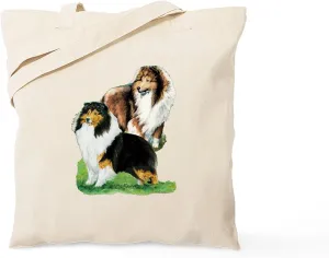 CafePress Sheltie Paintings Tote Bag Natural Canvas Tote Bag, Reusable Shopping Bag