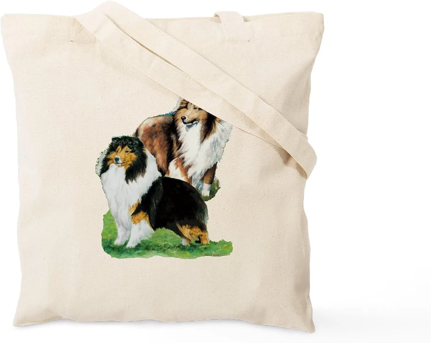 CafePress Sheltie Paintings Tote Bag Natural Canvas Tote Bag, Reusable Shopping Bag