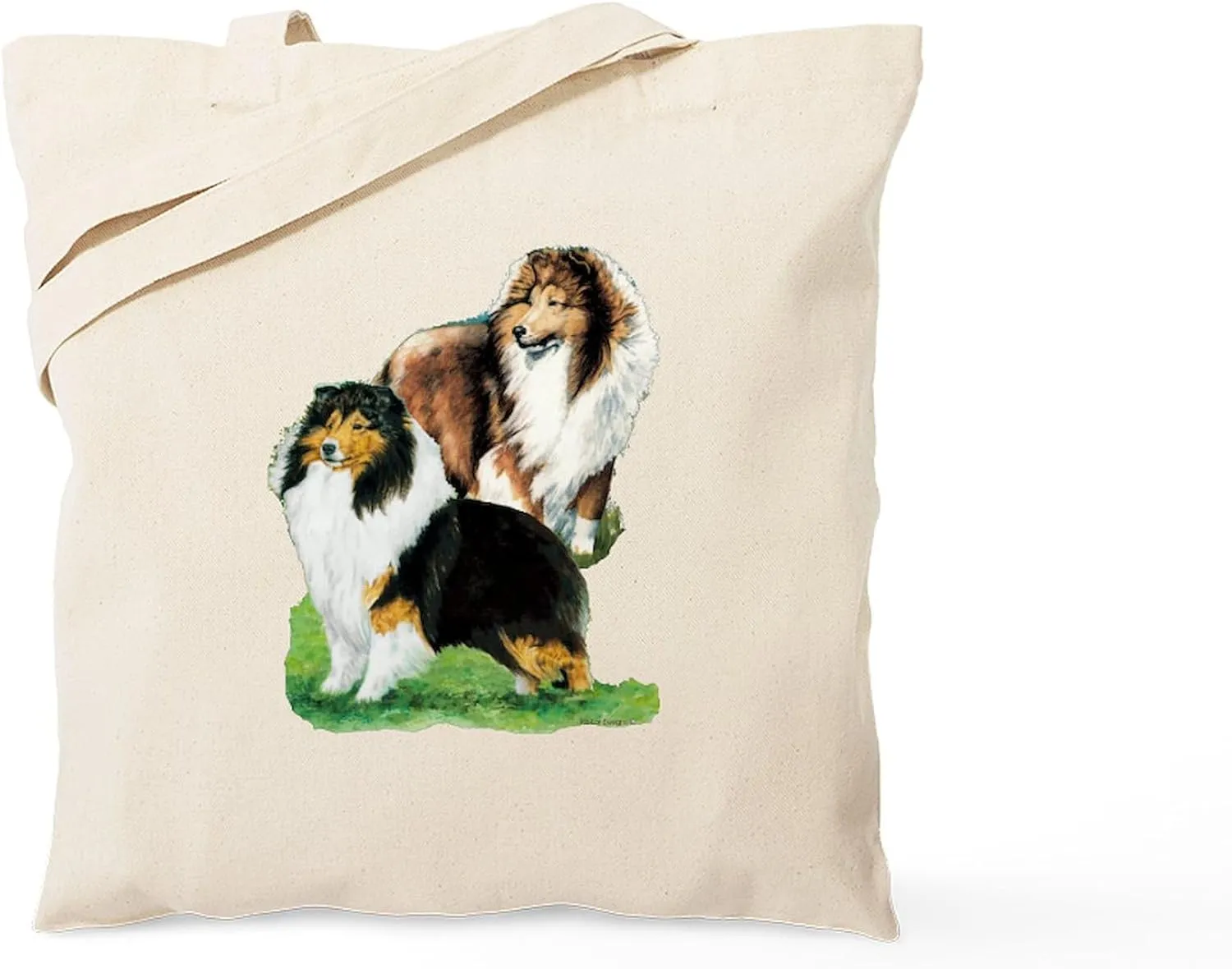 CafePress Sheltie Paintings Tote Bag Natural Canvas Tote Bag, Reusable Shopping Bag