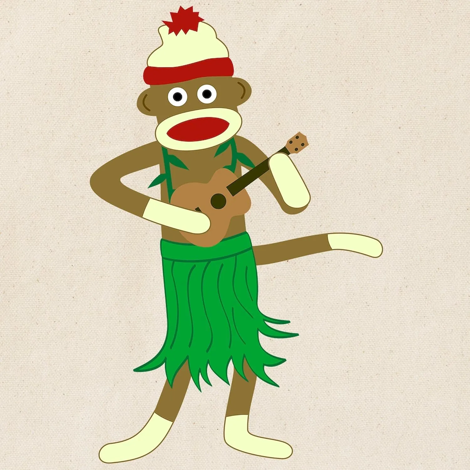 CafePress Sock Monkey Ukulele Hula Tote Bag Natural Canvas Tote Bag, Reusable Shopping Bag