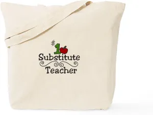 CafePress Substitute Teacher Tote Bag Natural Canvas Tote Bag, Reusable Shopping Bag