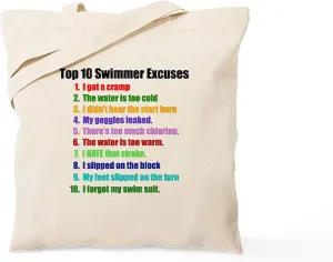 CafePress Swim Excuses Tote Bag Natural Canvas Tote Bag, Reusable Shopping Bag