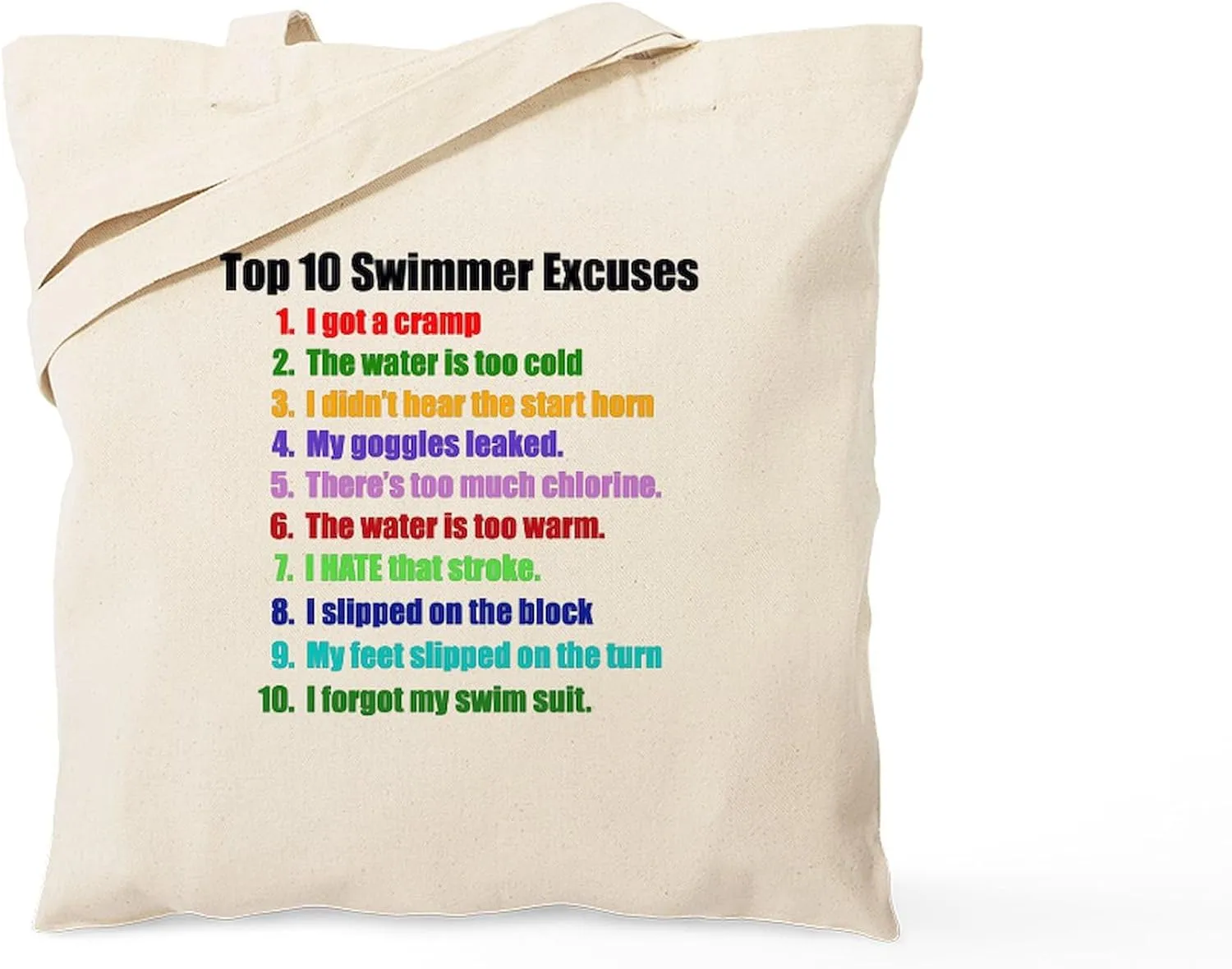 CafePress Swim Excuses Tote Bag Natural Canvas Tote Bag, Reusable Shopping Bag