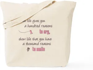 CafePress Thousand Reasons To Smile Tote Bag Natural Canvas Tote Bag, Reusable Shopping Bag