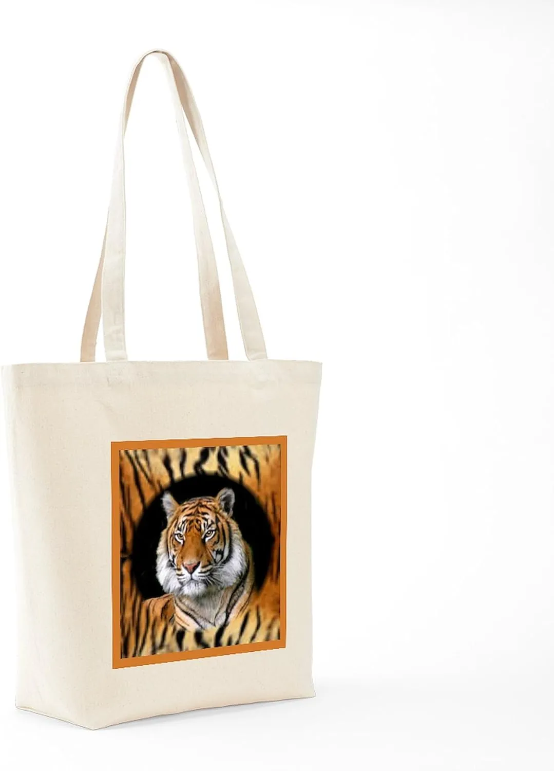 CafePress Tiger Design Tote Bag Natural Canvas Tote Bag, Reusable Shopping Bag