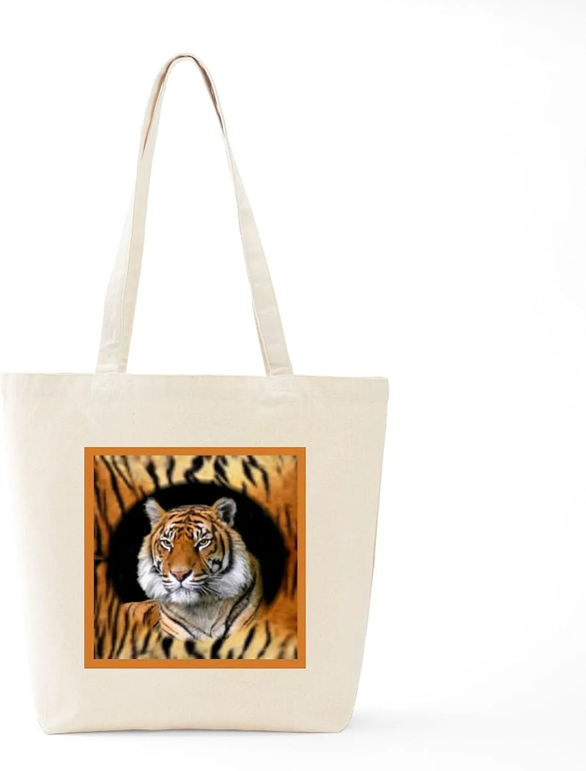 CafePress Tiger Design Tote Bag Natural Canvas Tote Bag, Reusable Shopping Bag