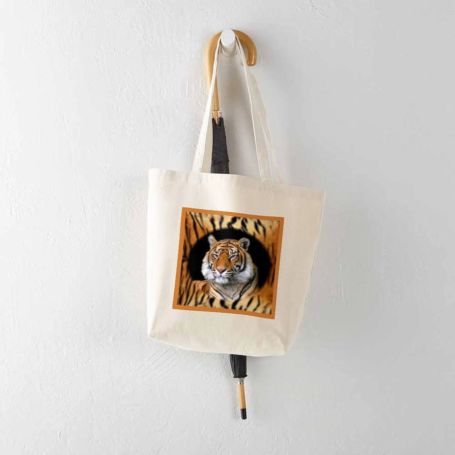 CafePress Tiger Design Tote Bag Natural Canvas Tote Bag, Reusable Shopping Bag