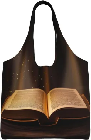 Canvas Tote Bag for Women Shoulder Tote Purse Reusable Grocery Bag Book under the light Aesthetic Shopping Bags