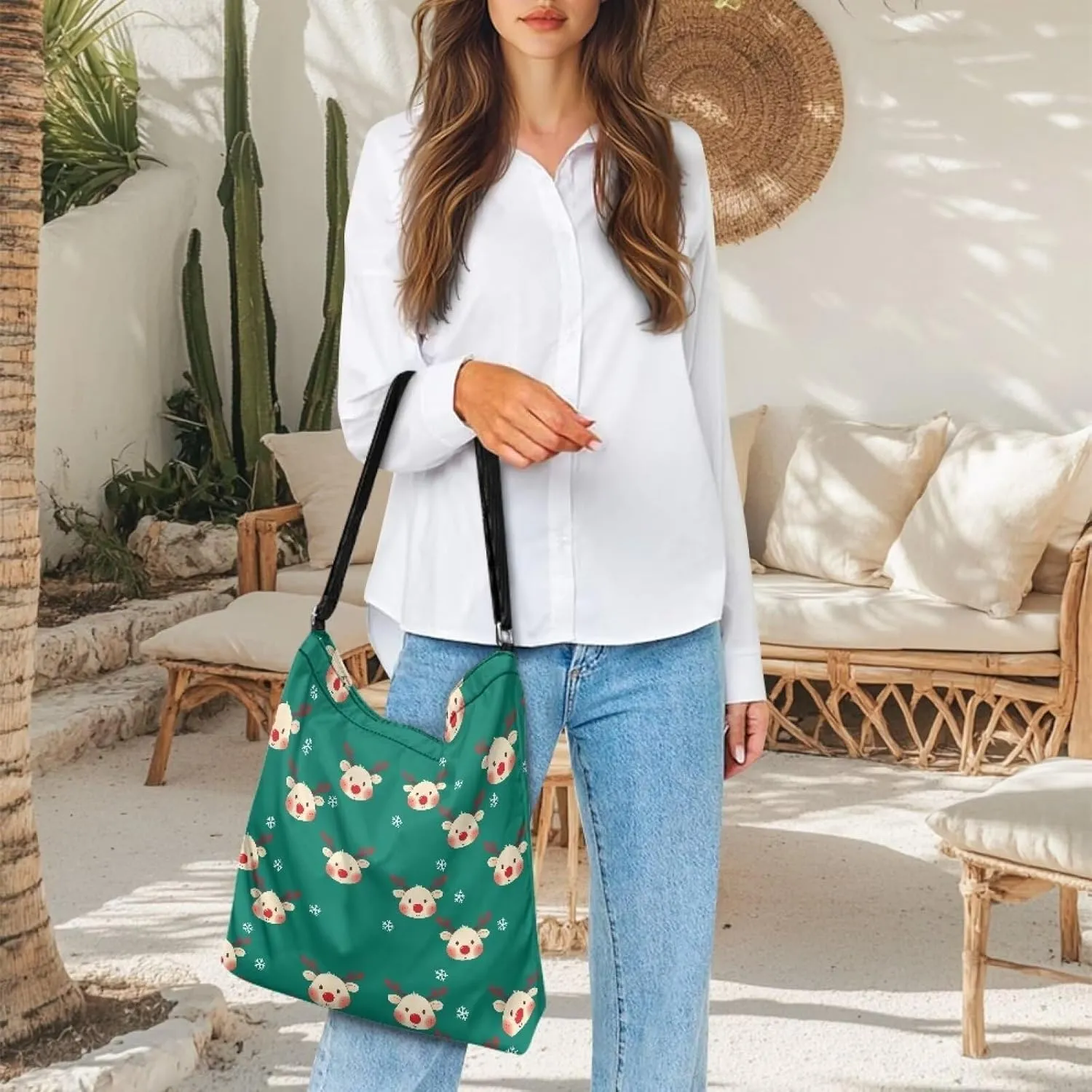 Canvas Tote Bag for Women, Vintage Handbags Adjustable Shoulder Strap Hobo Bag Zippered Stylish Crossbody Bag
