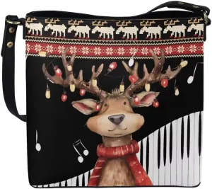 Christmas Shoulder Bucket Bag for Women Large Leather Tote Bag Stylish Hobo Bags Daily Storage Bag with Pockets