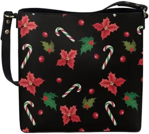 Christmas Shoulder Purse Bucket Bag for Women Leather Tote Bag Stylish Travel Shopping Hobo Bags,Multiple Pockets