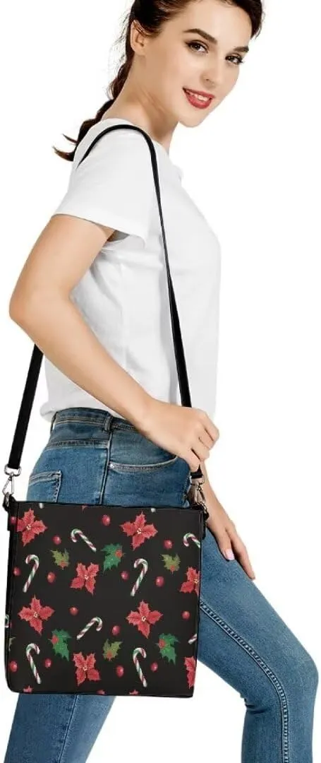 Christmas Shoulder Purse Bucket Bag for Women Leather Tote Bag Stylish Travel Shopping Hobo Bags,Multiple Pockets