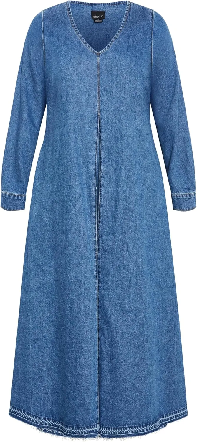 City Chic Women's Plus Size Denim Ivy Dress