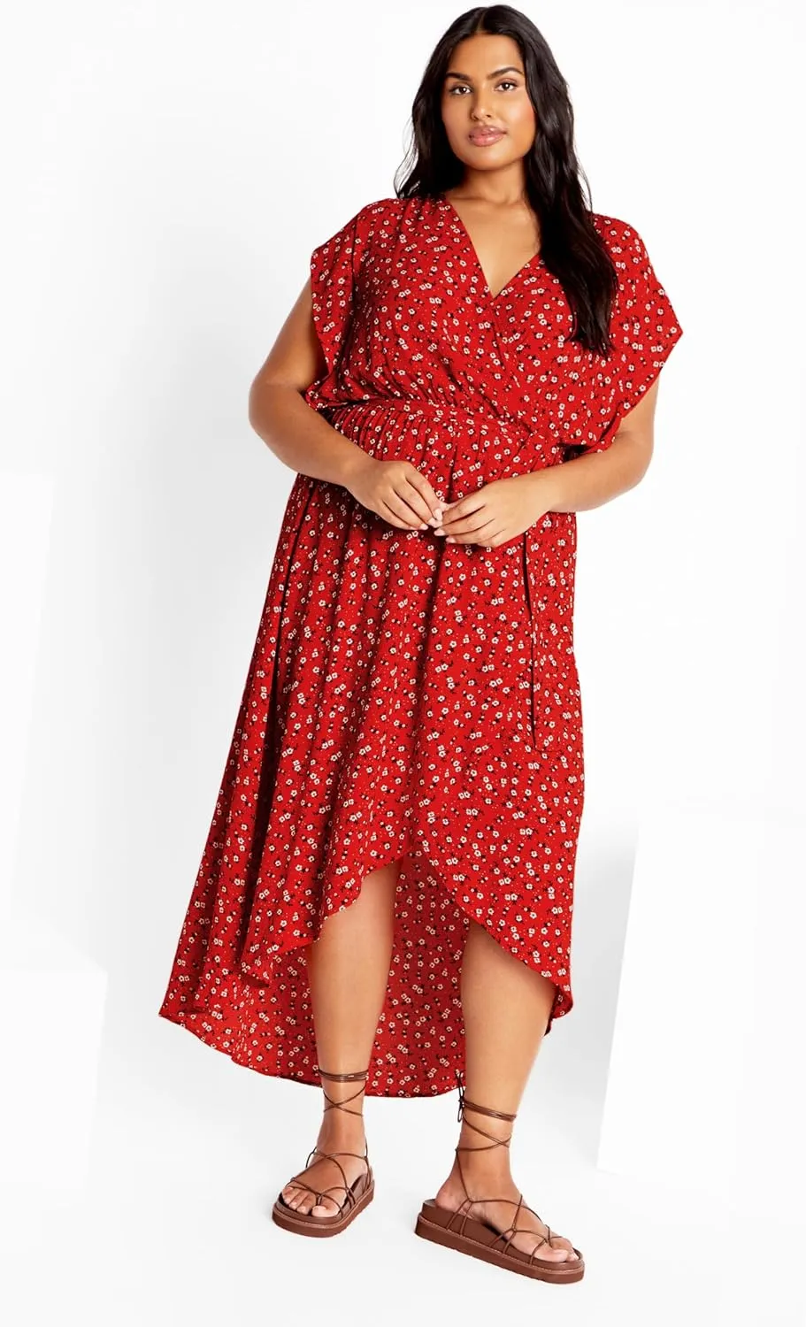 City Chic Women's Plus Size Ditsy Wrap Dress
