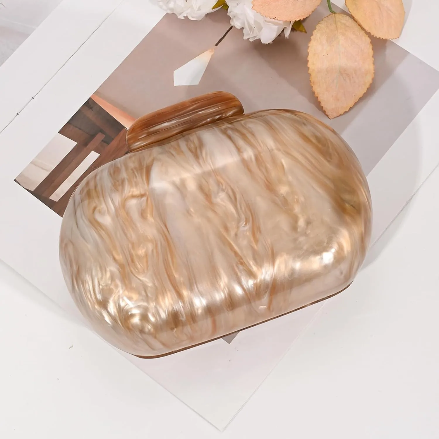 Clutch Purse For Women, Acrylic Handbags Elegant Seashell Crossbody Bags Wedding Shoulder Evening Bag Cute Purses