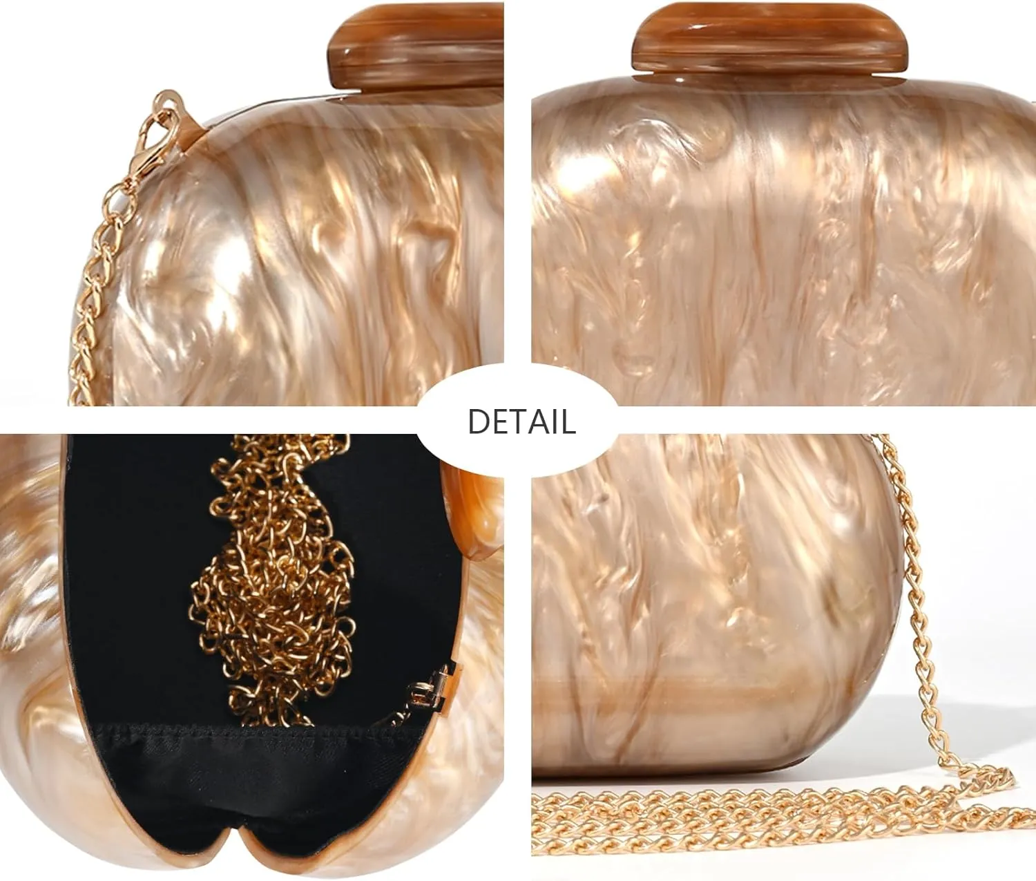 Clutch Purse For Women, Acrylic Handbags Elegant Seashell Crossbody Bags Wedding Shoulder Evening Bag Cute Purses