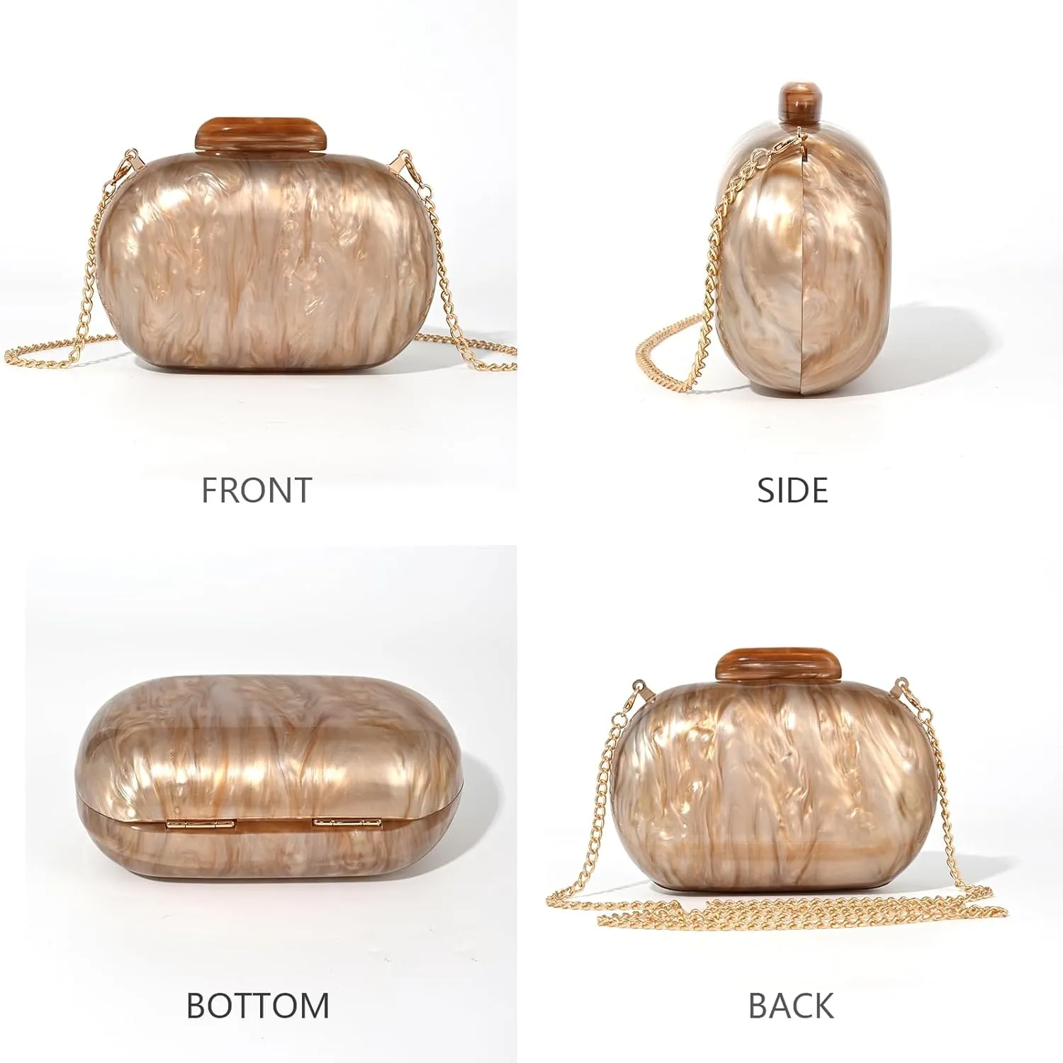 Clutch Purse For Women, Acrylic Handbags Elegant Seashell Crossbody Bags Wedding Shoulder Evening Bag Cute Purses