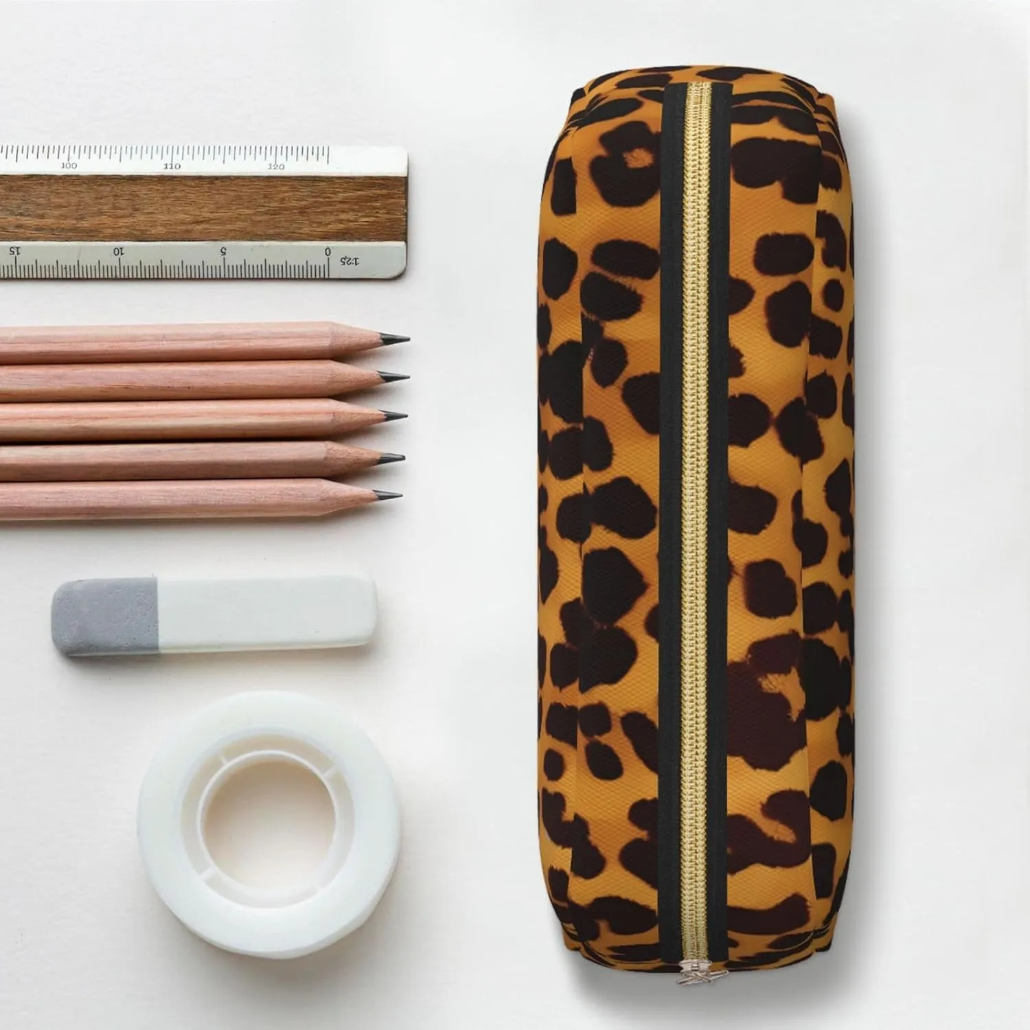 Cool Cheetah Leopard Makeup Bag Travel Toiletry Bags Big Pencil Bag for Women Men Leather Zipper Coin Pouch Purse