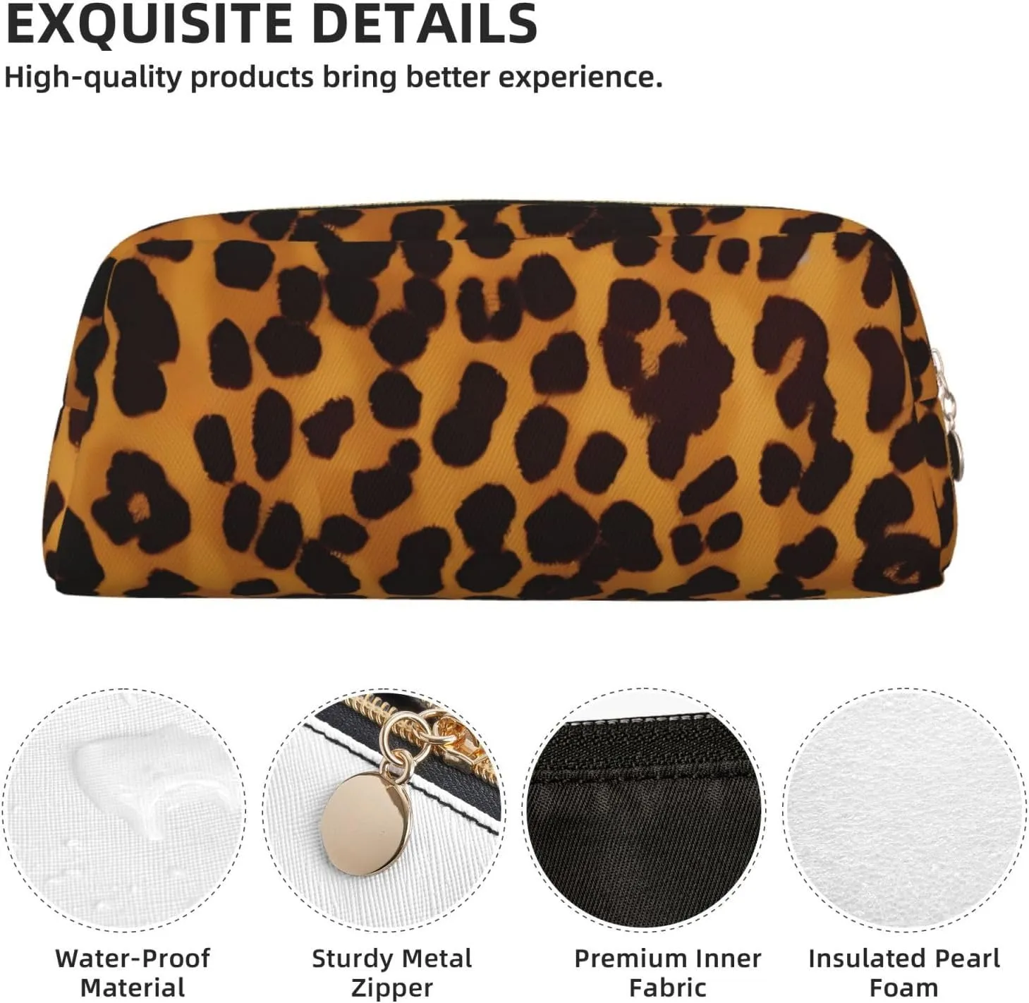 Cool Cheetah Leopard Makeup Bag Travel Toiletry Bags Big Pencil Bag for Women Men Leather Zipper Coin Pouch Purse