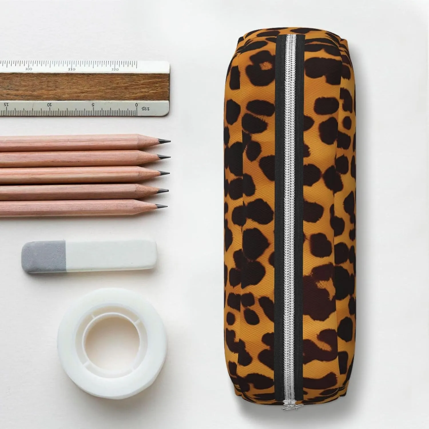 Cool Cheetah Leopard Makeup Bag Travel Toiletry Bags Big Pencil Bag for Women Men Leather Zipper Coin Pouch Purse