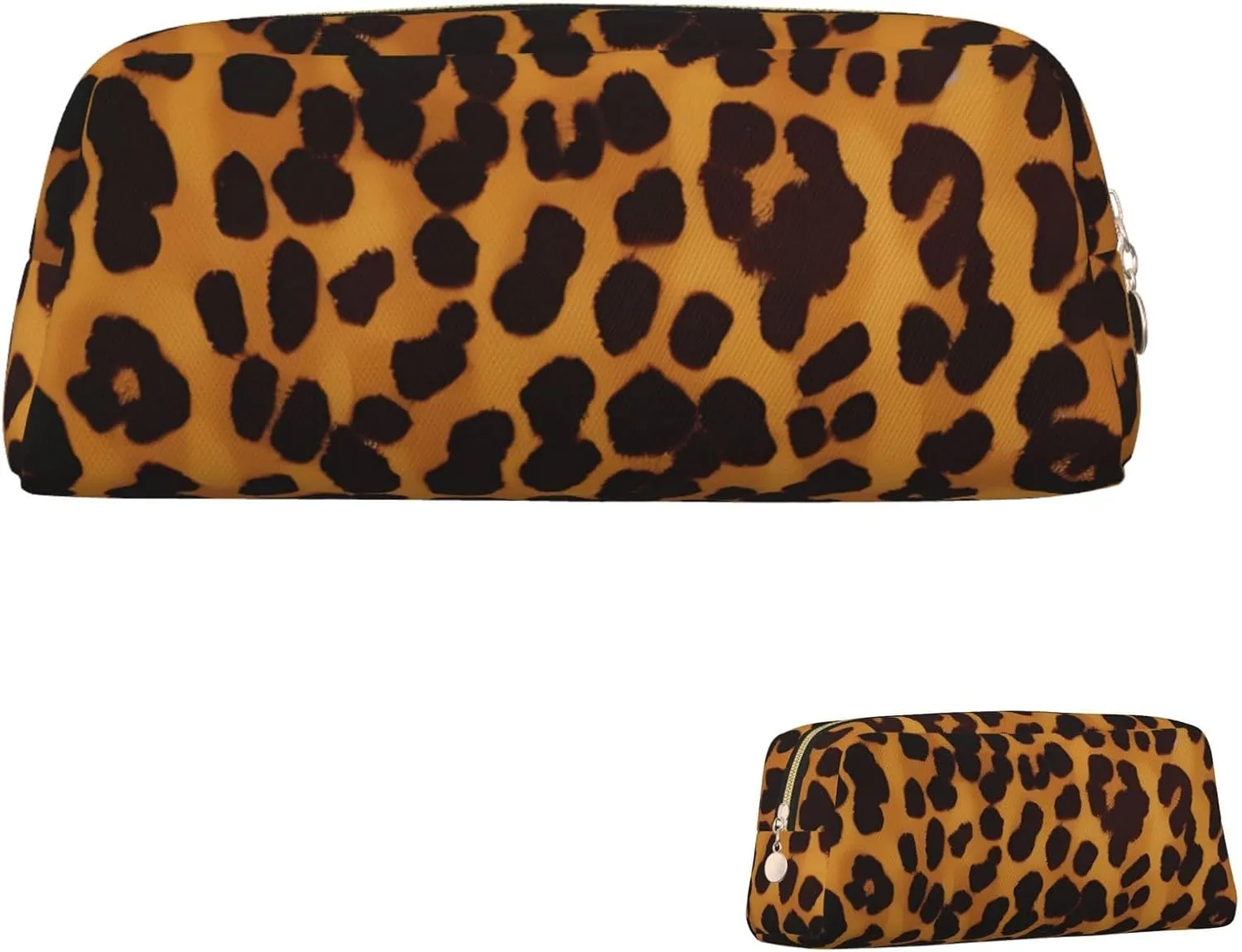 Cool Cheetah Leopard Makeup Bag Travel Toiletry Bags Big Pencil Bag for Women Men Leather Zipper Coin Pouch Purse
