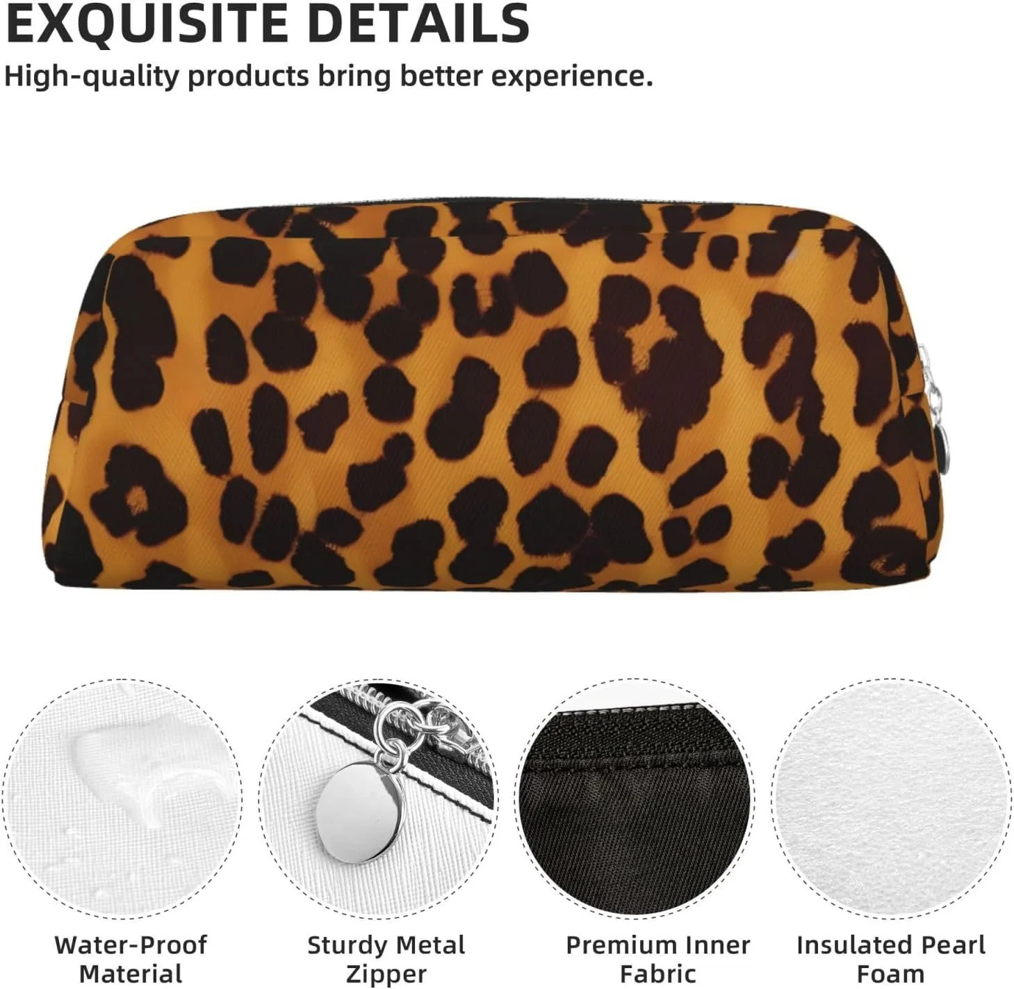 Cool Cheetah Leopard Makeup Bag Travel Toiletry Bags Big Pencil Bag for Women Men Leather Zipper Coin Pouch Purse